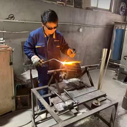 Industrial blade welding operation